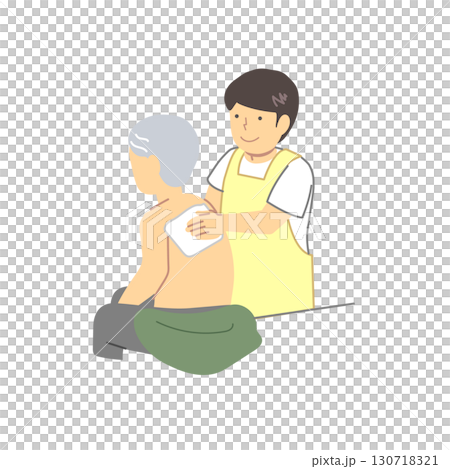 Care: Helping elderly people wipe their bodies 130718321