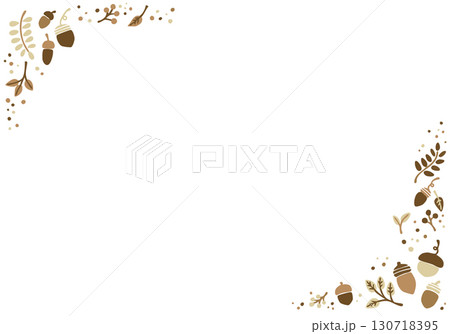可愛いどんぐりと植物のフレーム 130718395