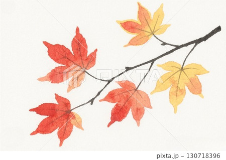 イラスト素材：紅葉　絵手紙 130718396