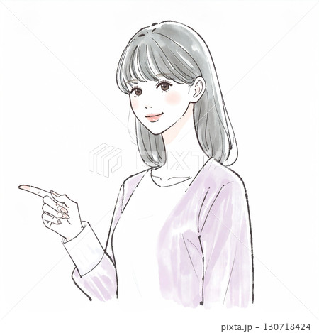 水彩画・手描き風の女性・女の子のイラスト素材 水彩画・手描き風の女性・女の子のイラスト素材 130718424