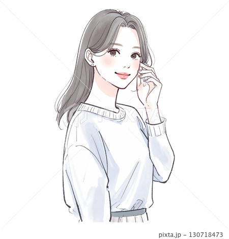 水彩画・手描き風の女性・女の子のイラスト素材のイラスト素材