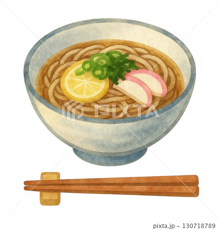 【蕎麦】かけそばのイラスト 130718789