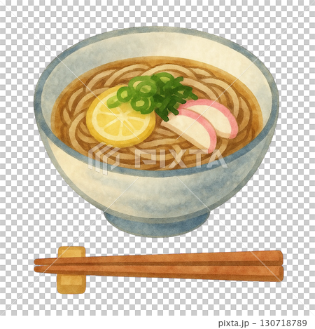 【蕎麦】かけそばのイラスト 130718789