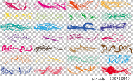 筆タッチ 手描きの素材セット 筆タッチ 手描きの素材セット 130718949