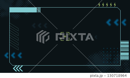 おしゃれでかわいい配信画面　サイバーな背景装飾イラスト　フレーム　スタイリッシュ 16:9 130718964