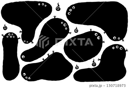 ユニークなモンスター型のフレーム・ふきだしセット(モノクロ) ユニークなモンスター型のフレーム・ふきだしセット(モノクロ) 130718973