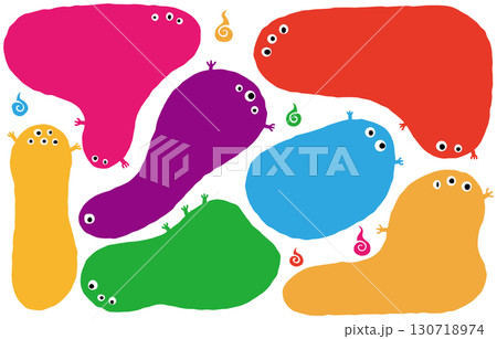 ユニークなモンスター型のフレーム・ふきだしセット(ビビッドカラー) ユニークなモンスター型のフレーム・ふきだしセット(ビビッドカラー) 130718974