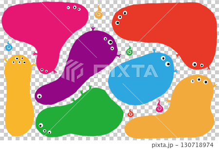 Unique monster-shaped frame and speech bubble set (vivid colors) 130718974