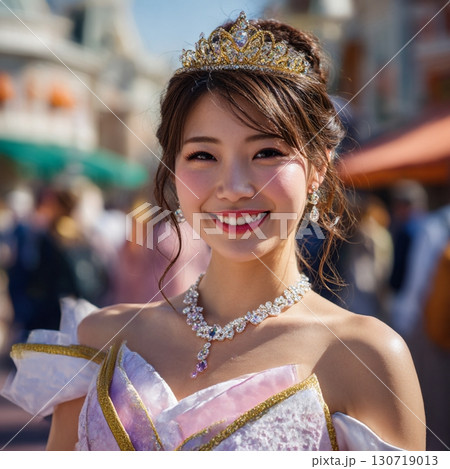 プリンセスのコスチュームで踊るテーマーパークダンサー 130719013