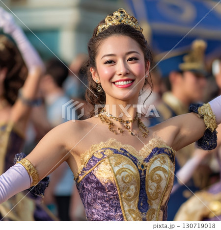 プリンセスのコスチュームで踊るテーマーパークダンサー6 130719018