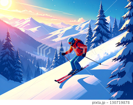 スキー　スキーヤー 130719878