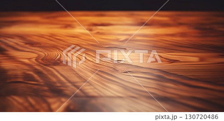 Warm Wooden Tabletop with Ambient Light. Generative ai 130720486