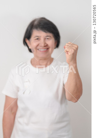 Elderly with White ribbon for concept November Lung Cancer Awareness month, Stop Violence Against Women, Adoption, May Retinoblastoma, Action for Women Health, March Remembrance, October Osteoporosis 130720565