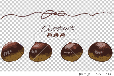 秋にぴったり！手描き風の栗のイラスト 130720643