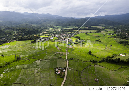 Rice Field of Farmer and sun in the morning,in Thailand 130721001