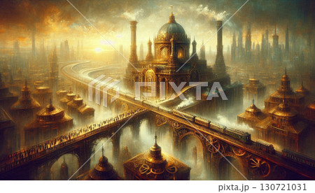 スチームパンクの高架鉄道 130721031