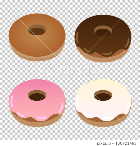 四種類のドーナツのイラストセット 四種類のドーナツのイラストセット 130721465