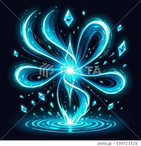 A mesmerizing magical bloom of blue crystals and swirling energy. 130721528