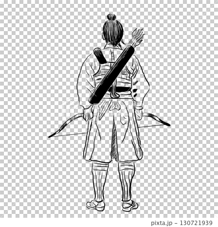 浮世絵風、弓部隊3戦闘シーン、透過データ 130721939