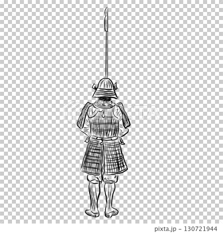 浮世絵風、槍を持つ、戦闘シーン　透過データ 130721944