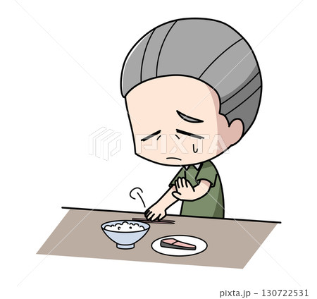 食欲がない高齢男性のイラスト 130722531