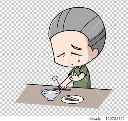 食欲がない高齢男性のイラスト 130722531