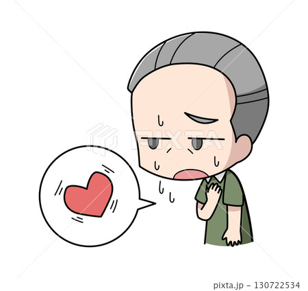 動悸がする高齢男性のイラスト 130722534