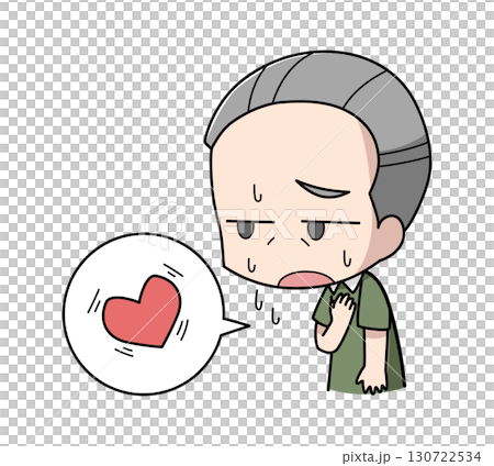 動悸がする高齢男性のイラスト 130722534