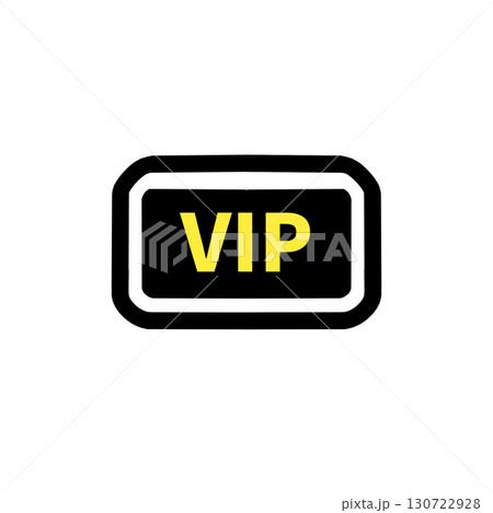 VIPのサイン・ラベル・アイコン（黒背景に黄色文字のシンプルデザイン） 130722928