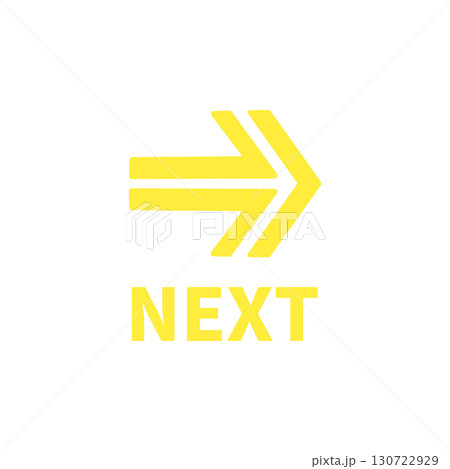 NEXTの矢印アイコン・次へ進むサイン（黄色のシンプルデザイン） 130722929