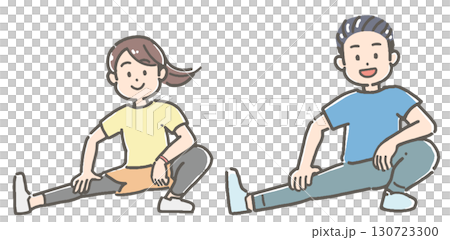 Young men and women stretching 130723300