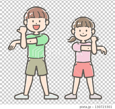 Boys and girls stretching (flexibility) 130723301