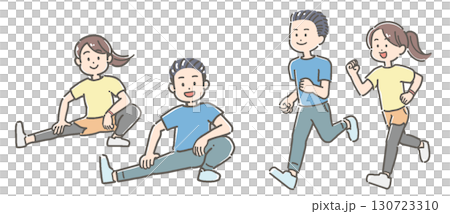 年輕男女伸展和鍛煉 年輕男女伸展和鍛煉 130723310