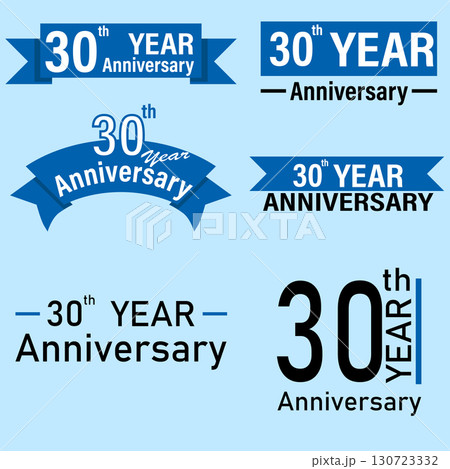 Anniversary Set of 30 Years. Anniversary Celebration Vector Template Design Illustration. Blue color tone in 6 logo. Anniversary Set of 30 Years. Anniversary Celebration Vector Template Design Illustration. Blue color tone in 6 logo. 130723332