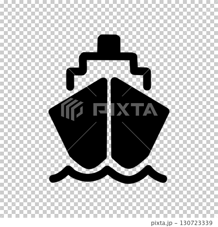 船舶圖示 - 顯示渡輪或船舶的簡單象形圖（黑色） 130723339