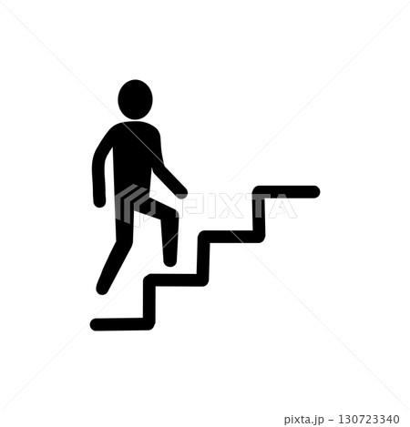 階段アイコン・上りや移動を示すシンプルピクトグラム(黒色) 階段アイコン・上りや移動を示すシンプルピクトグラム(黒色) 130723340