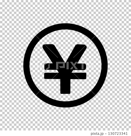 Yen symbol icon surrounded by a circle - Simple pictogram indicating money or currency (black) 130723341