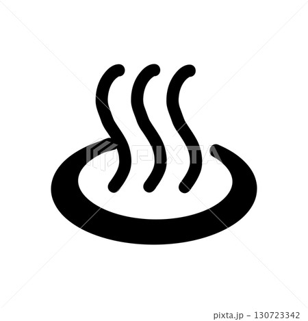温泉マークアイコン・温泉や入浴を示すシンプルピクトグラム（黒色） 130723342