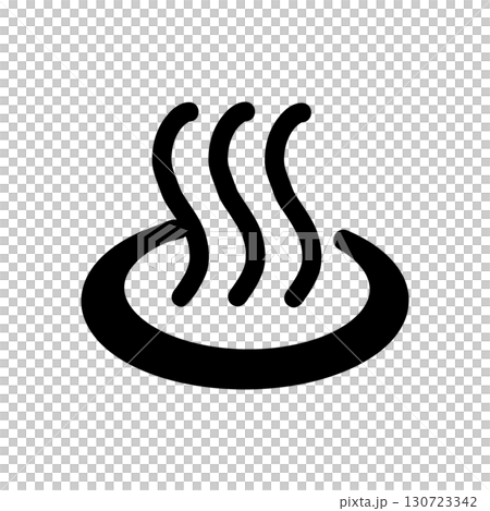 温泉マークアイコン・温泉や入浴を示すシンプルピクトグラム（黒色） 130723342