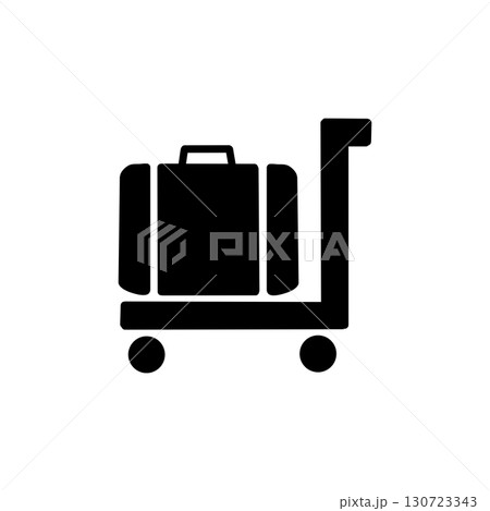 荷物カートアイコン・手荷物や運搬を示すシンプルピクトグラム（黒色） 130723343