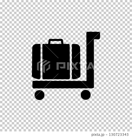 荷物カートアイコン・手荷物や運搬を示すシンプルピクトグラム（黒色） 130723343