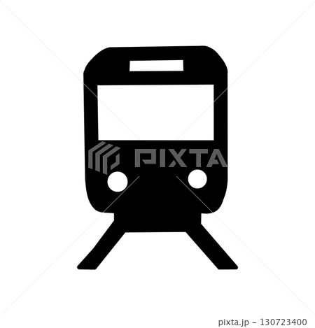 電車アイコン・公共交通や鉄道を示すシンプルピクトグラム（黒色デザイン） 130723400