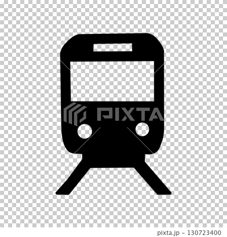 電車アイコン・公共交通や鉄道を示すシンプルピクトグラム（黒色デザイン） 130723400