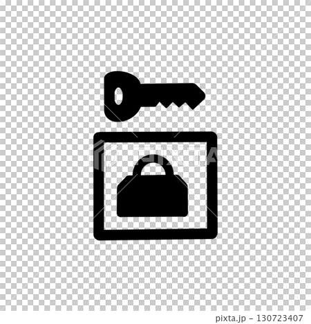 Coin locker icon - simple pictogram indicating luggage storage (black) 130723407