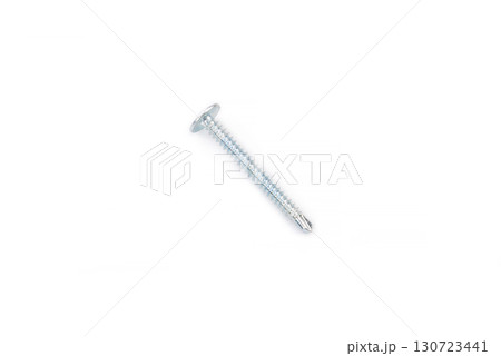 Scattered wood screws isolated on white background Scattered wood screws isolated on white background 130723441