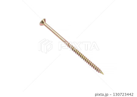 Scattered wood screws isolated on white background 130723442