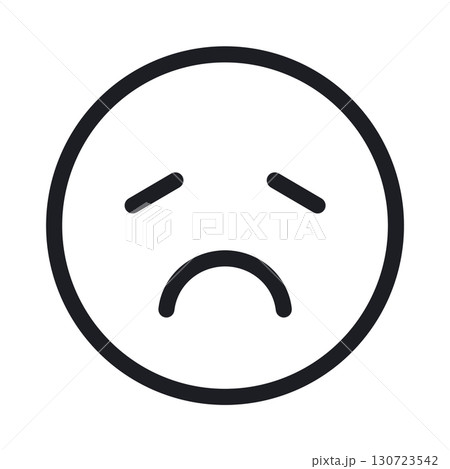困った・悲しい顔のシンプルなアイコン（線画・透過版） 130723542