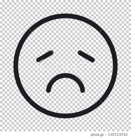 困った・悲しい顔のシンプルなアイコン（線画・透過版） 130723542