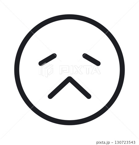困った・悲しい顔のシンプルなアイコン（線画・透過版） 130723543