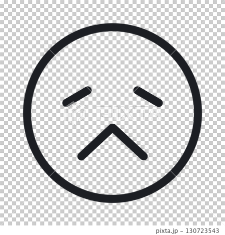 困った・悲しい顔のシンプルなアイコン（線画・透過版） 130723543